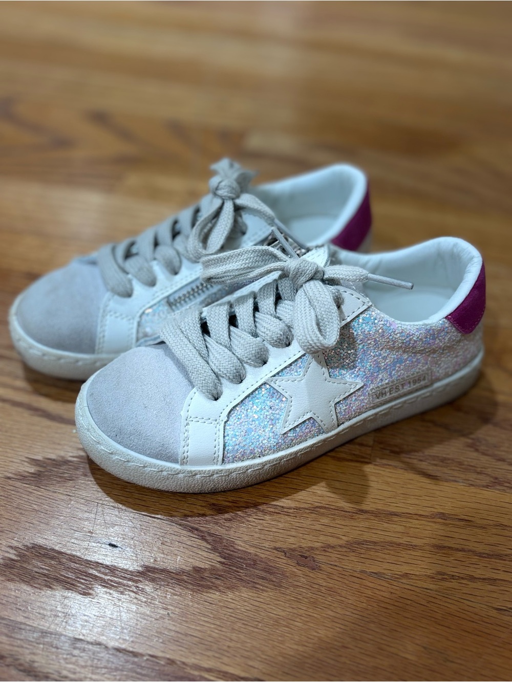 Vintage Havana Dora Kids Glitter Star Low-Top Sneakers - White and Pink 13